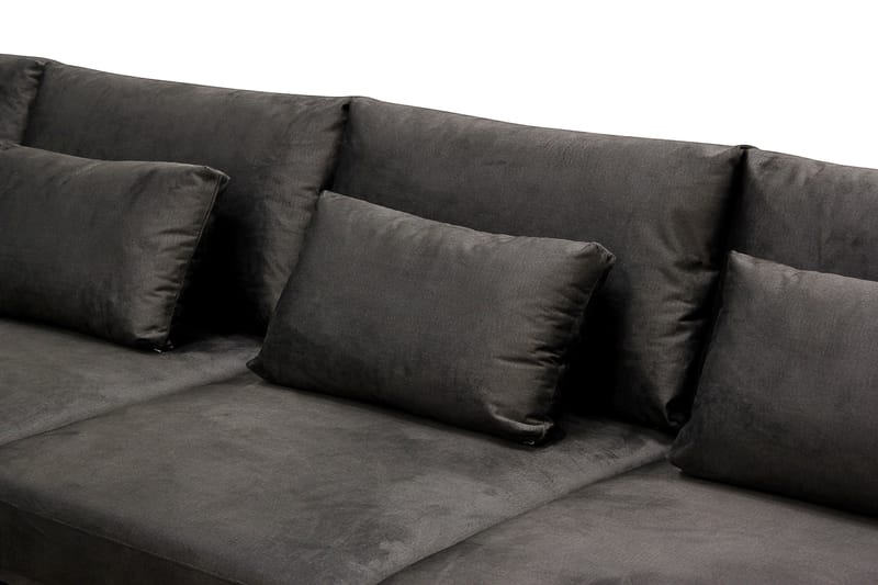 Grande 5-personers Sofa med Chaiselong Venstre - Mørkegrå Fløjl - Møbler - Sofaer - Sofa med chaiselong