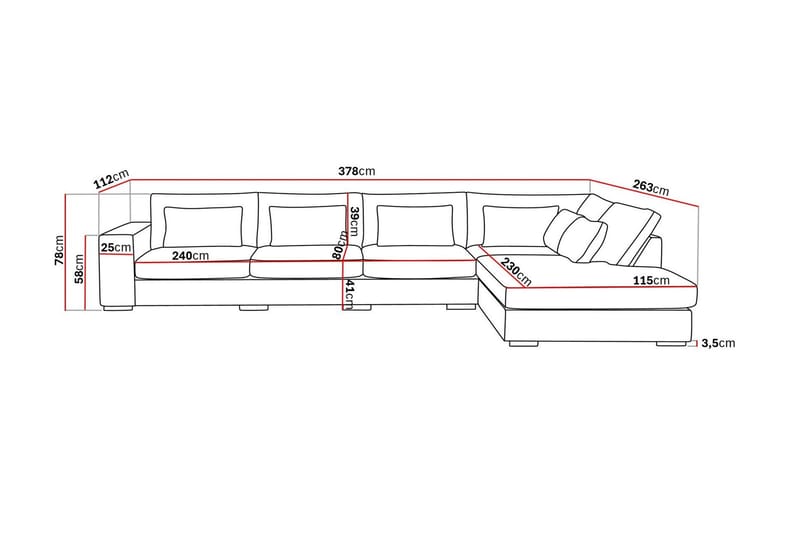 Grande 5-personers Sofa med Chaiselong Højre - Mørkegrå Fløjl - Møbler - Sofaer - Sofa med chaiselong