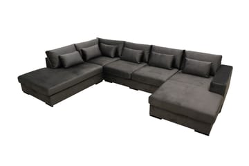 Grande 5-personers U-Sofa med Divan Højre - Mørkegrå Fløjl - Møbler - Sofaer - U Sofa