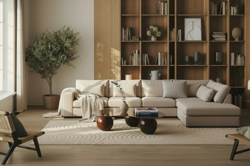 Grande 5-personers Sofa med Chaiselong Højre - Beige Fløjl - Møbler - Sofaer - Sofa med chaiselong