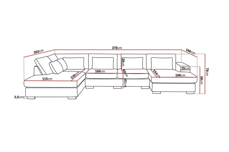 Grande 5-personers U-Sofa med Divan Højre - Beige Manchester - Møbler - Sofaer - U Sofa