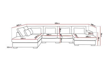Grande 5-personers U-Sofa med Divan Højre - Beige Fløjl - Møbler - Sofaer - U Sofa