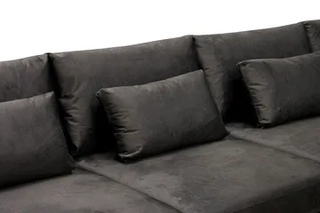 Grande 5-personers U-Sofa med Divan Venstre - Mørkegrå Fløjl - Møbler - Sofaer - U Sofa