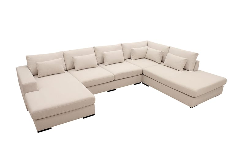 Grande 5-personers U-Sofa med Divan Venstre - Beige Stof - Møbler - Sofaer - U Sofa
