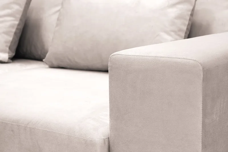 Grande 5-personers Sofa med Chaiselong Venstre - Beige Fløjl - Møbler - Sofaer - Sofa med chaiselong