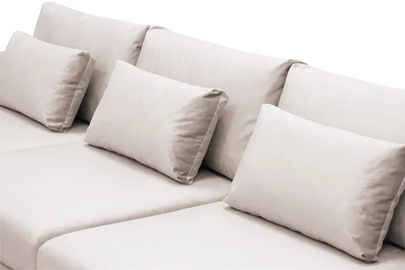 Grande 5-personers Sofa med Chaiselong Højre - Beige Fløjl - Møbler - Sofaer - Sofa med chaiselong