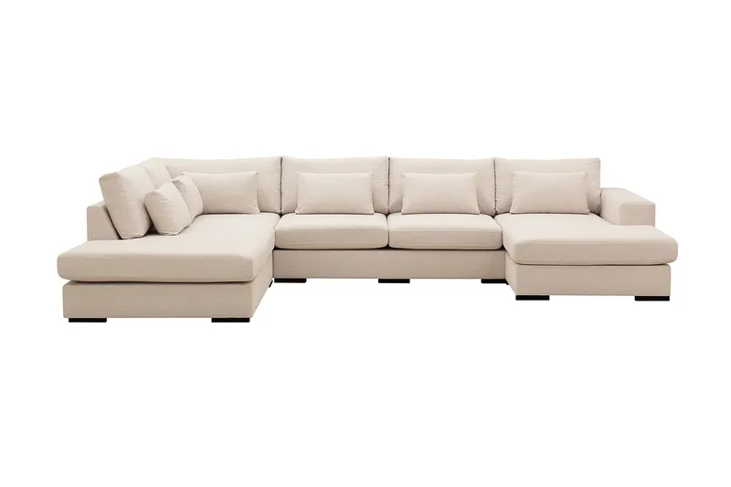 Grande 5-personers U-Sofa med Divan Højre, Beige Stof