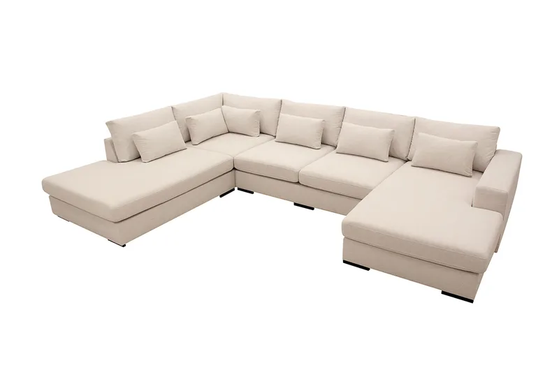 Grande 5-personers U-Sofa med Divan Højre - Beige Stof - Møbler - Sofaer - U Sofa