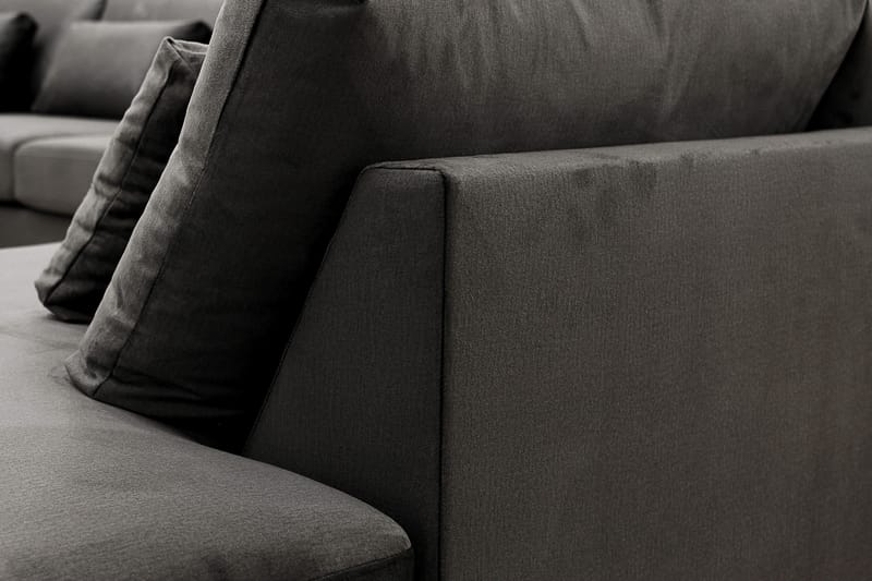 Grande 5-personers U-Sofa med Divan Venstre - Mørkegrå Fløjl - Møbler - Sofaer - U Sofa