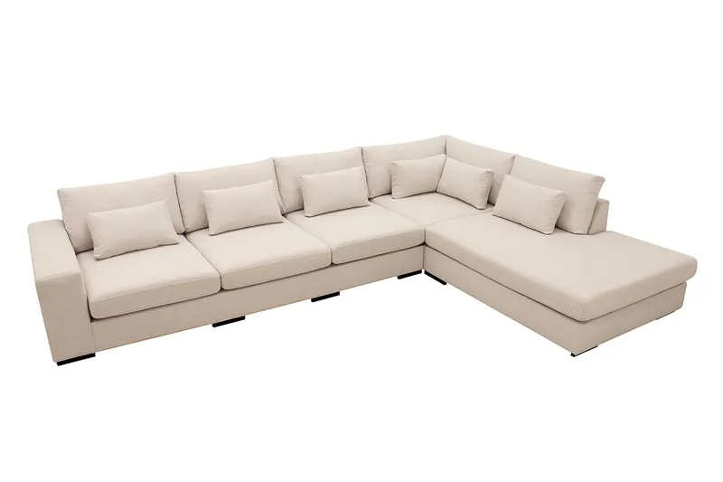 Grande 5-personers Sofa med Chaiselong Højre - Beige Stof - Møbler - Sofaer - Sofa med chaiselong