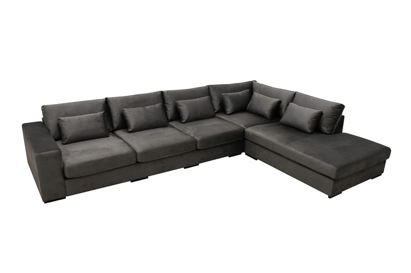 Grande 5-personers Sofa med Chaiselong Højre - Mørkegrå Fløjl - Møbler - Sofaer - Sofa med chaiselong