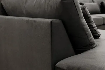 Grande 5-personers U-Sofa med Divan Højre - Mørkegrå Fløjl - Møbler - Sofaer - U Sofa
