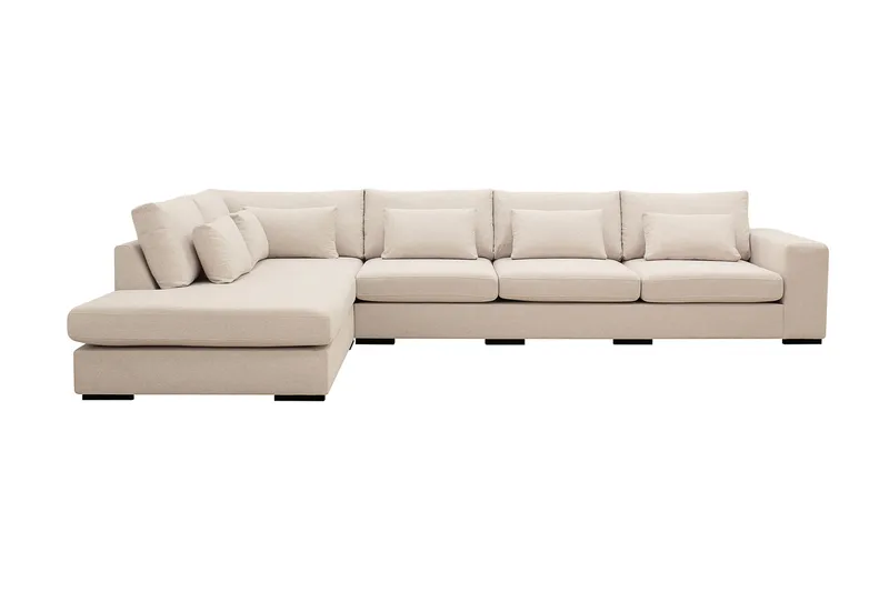 Grande 5-personers Sofa med Chaiselong Venstre, Beige Stof
