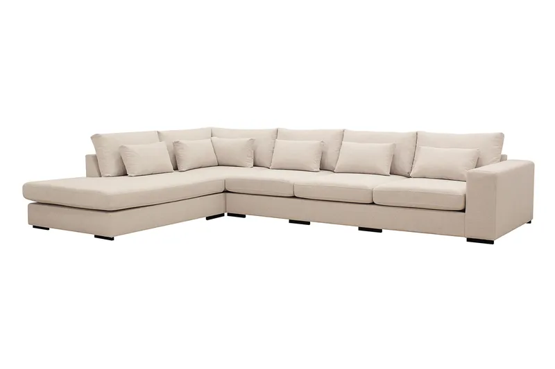 Grande 5-personers Sofa med Chaiselong Venstre - Beige Stof - Møbler - Sofaer - Sofa med chaiselong
