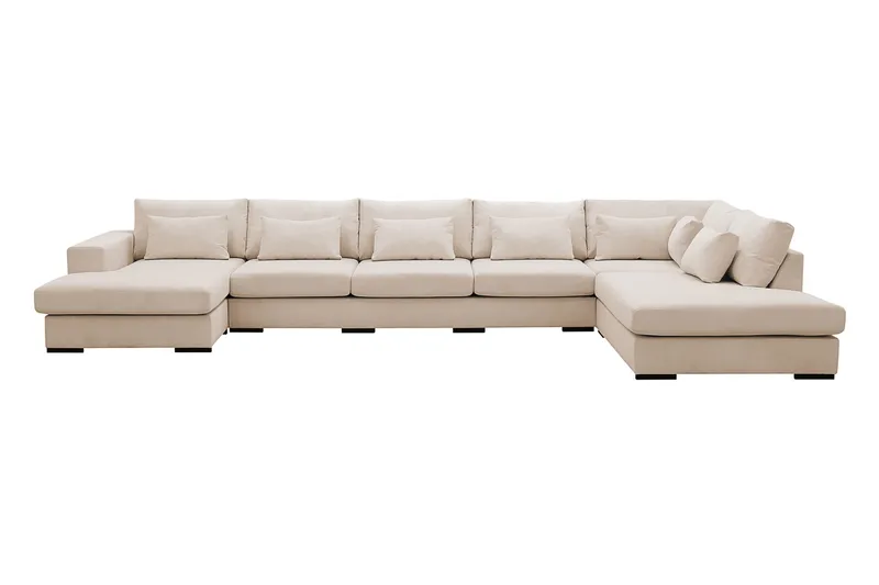Grande 6-personers U-Sofa med Divan Venstre, Beige Manchester