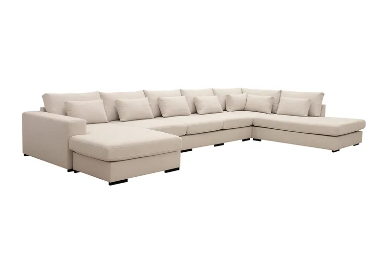 Grande 6-personers U-Sofa med Divan Venstre - Beige Stof - Møbler - Sofaer - U Sofa