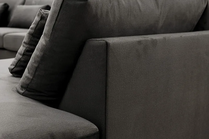Grande 6-personers U-Sofa med Divan Venstre - Mørkegrå Fløjl - Møbler - Sofaer - U Sofa