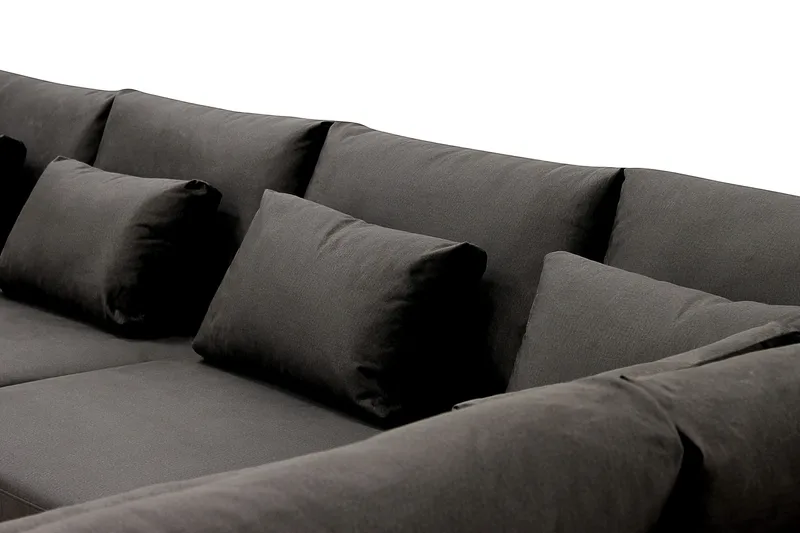 Grande 6-personers U-Sofa med Divan Venstre - Mørkegrå Fløjl - Møbler - Sofaer - U Sofa