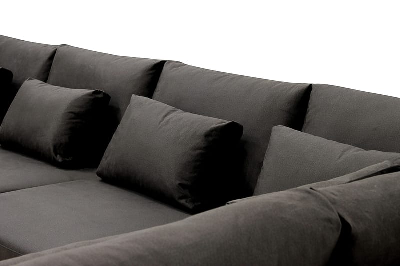Grande 6-personers U-Sofa med Divan Venstre - Mørkegrå Fløjl - Møbler - Sofaer - U Sofa