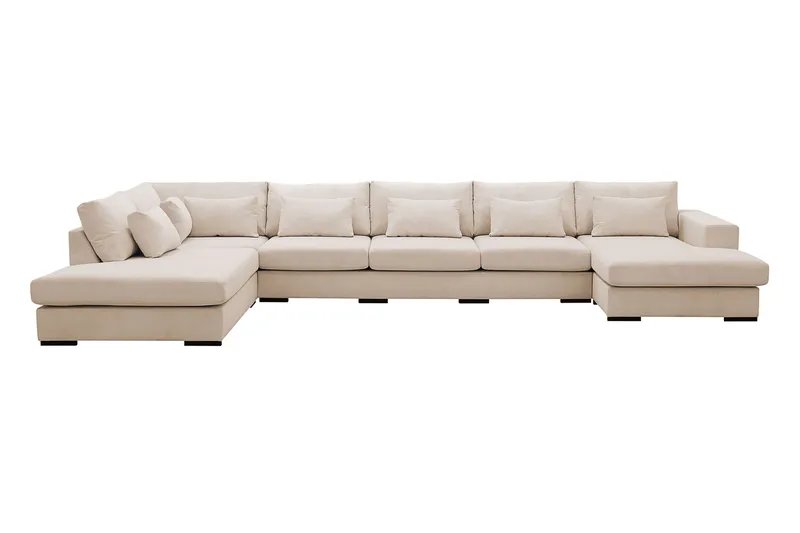 Grande 6-personers U-Sofa med Divan Højre - Beige Manchester - Møbler - Sofaer - U Sofa
