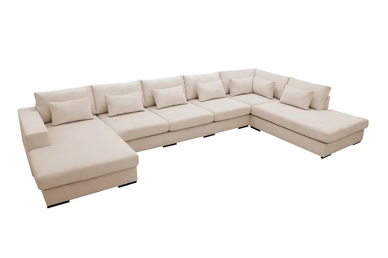 Grande 6-personers U-Sofa med Divan Venstre - Beige Manchester - Møbler - Sofaer - U Sofa