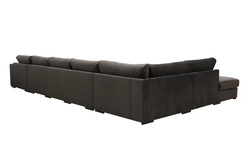 Grande 6-personers U-Sofa med Divan Højre - Mørkegrå Fløjl - Møbler - Sofaer - U Sofa