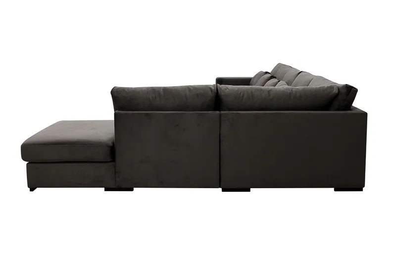Grande 6-personers U-Sofa med Divan Venstre - Mørkegrå Fløjl - Møbler - Sofaer - U Sofa