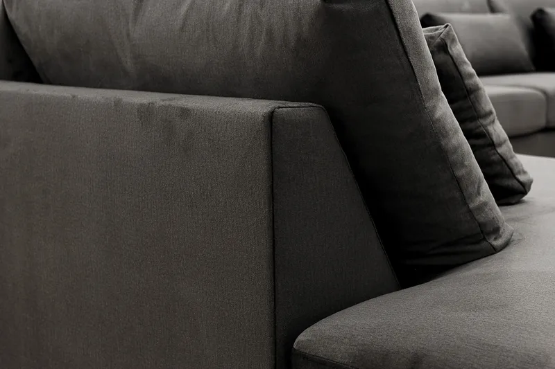 Grande 6-personers U-Sofa med Divan Højre - Mørkegrå Fløjl - Møbler - Sofaer - U Sofa