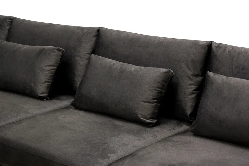 Grande 6-personers U-Sofa med Divan Højre - Mørkegrå Fløjl - Møbler - Sofaer - U Sofa