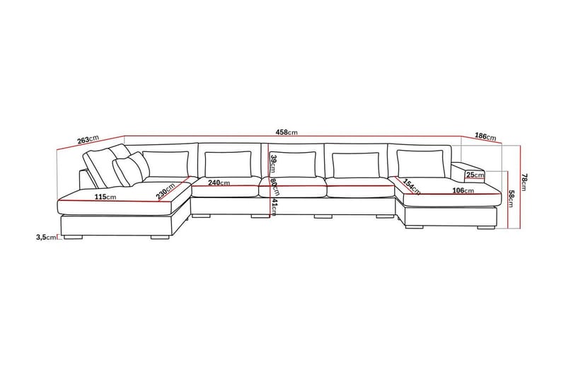Grande 6-personers U-Sofa med Divan Højre - Beige Stof - Møbler - Sofaer - U Sofa