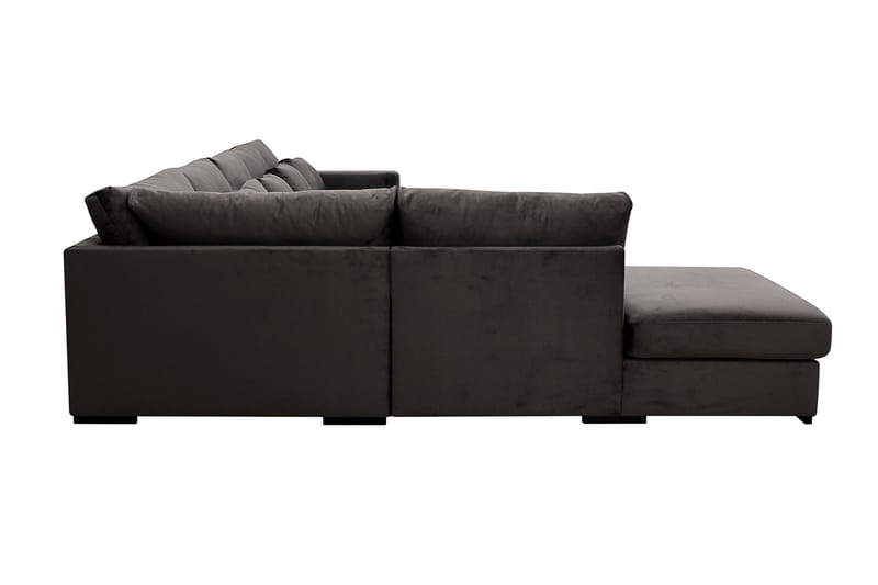 Grande 6-personers U-Sofa med Divan Højre - Mørkegrå Fløjl - Møbler - Sofaer - U Sofa