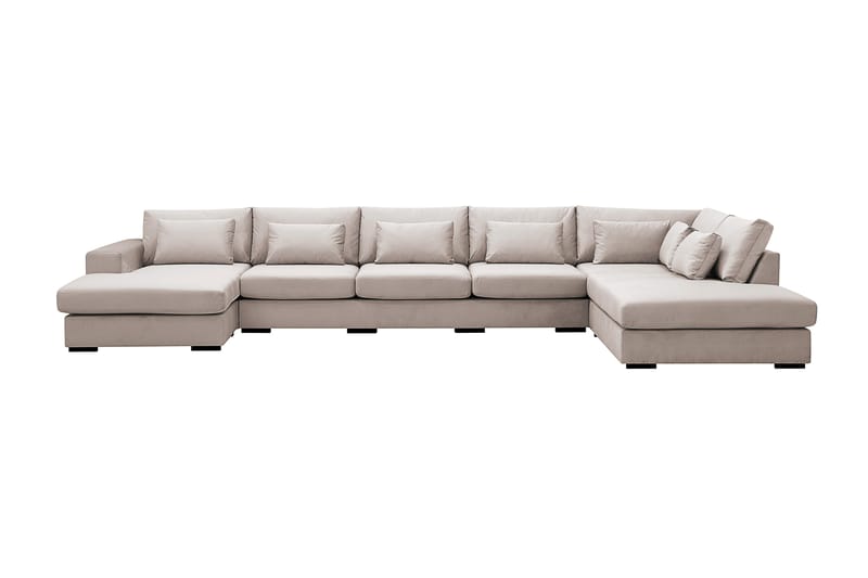 Grande 6-personers U-Sofa med Divan Venstre - Beige Fløjl - Møbler - Sofaer - U Sofa