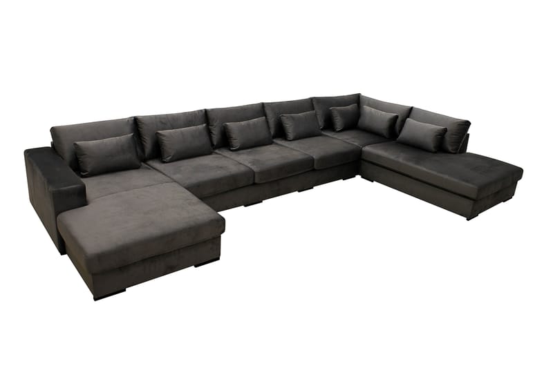 Grande 6-personers U-Sofa med Divan Venstre - Mørkegrå Fløjl - Møbler - Sofaer - U Sofa