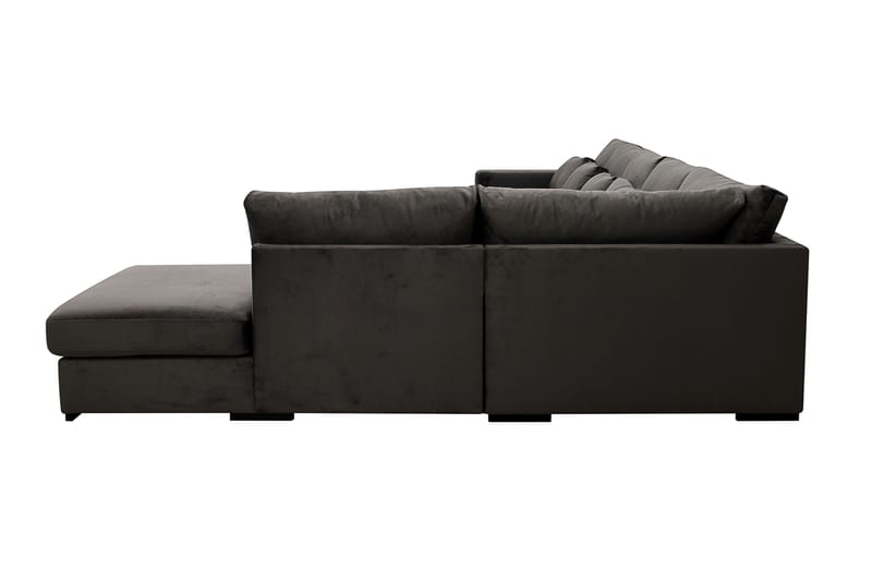 Grande 6-personers U-Sofa med Divan Venstre - Mørkegrå Fløjl - Møbler - Sofaer - U Sofa