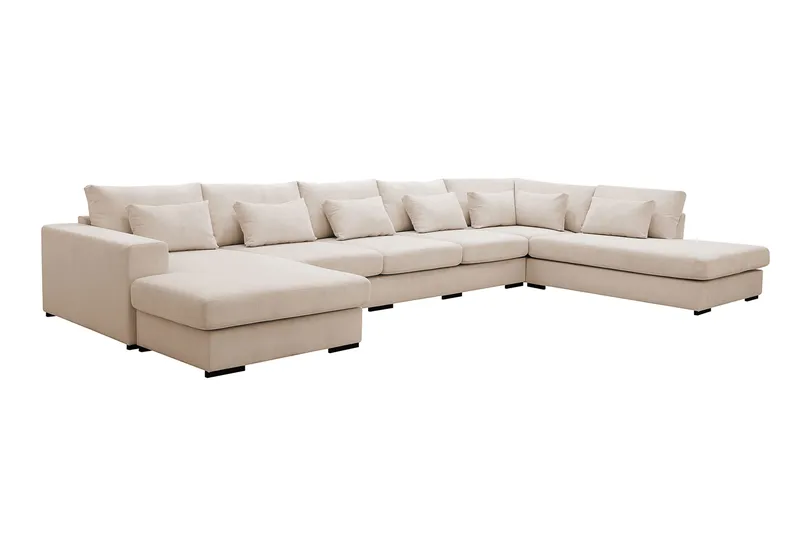 Grande 6-personers U-Sofa med Divan Venstre - Beige Manchester - Møbler - Sofaer - U Sofa