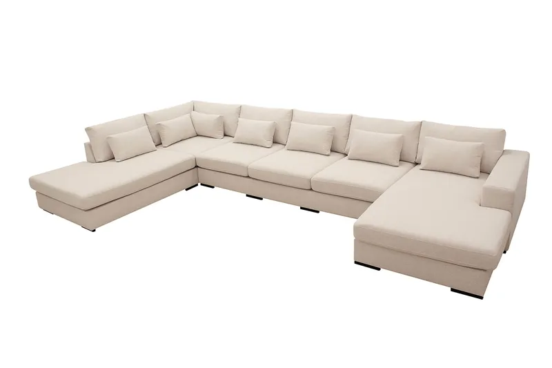Grande 6-personers U-Sofa med Divan Højre - Beige Stof - Møbler - Sofaer - U Sofa