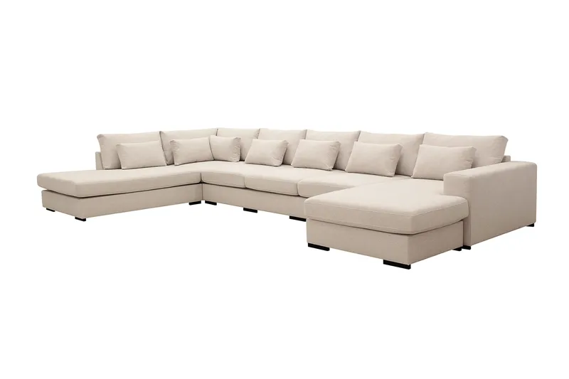 Grande 6-personers U-Sofa med Divan Højre - Beige Stof - Møbler - Sofaer - U Sofa