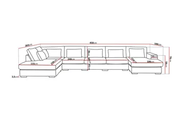 Grande 6-personers U-Sofa med Divan Højre - Beige Fløjl - Møbler - Sofaer - U Sofa