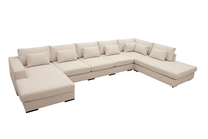 Grande 6-personers U-Sofa med Divan Venstre - Beige Stof - Møbler - Sofaer - U Sofa