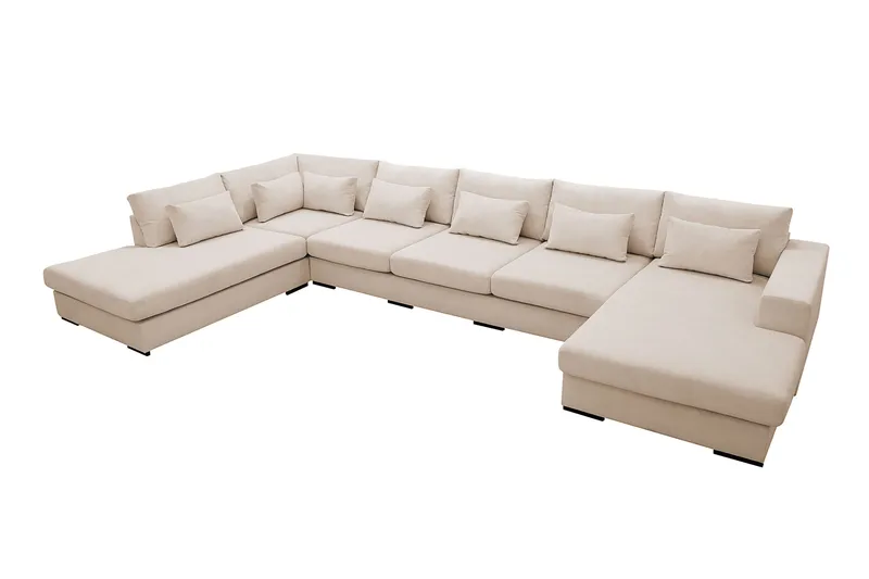Grande 6-personers U-Sofa med Divan Højre - Beige Manchester - Møbler - Sofaer - U Sofa