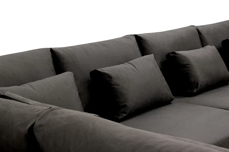 Grande Stor 7-personers U-Sofa med Divan Højre - Mørkegrå Fløjl - Møbler - Sofaer - U Sofa