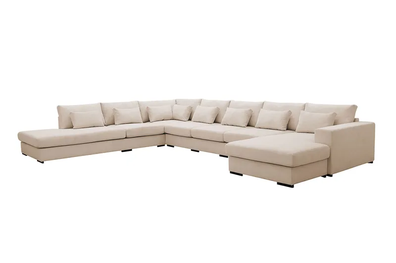 Grande Stor 7-personers U-Sofa med Divan Højre - Beige Manchester - Møbler - Sofaer - U Sofa