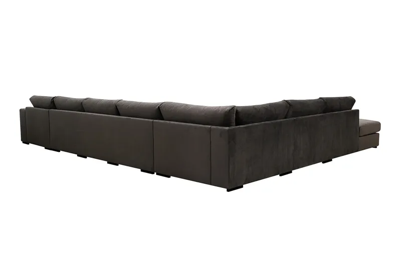Grande Stor 7-personers U-Sofa med Divan Højre - Mørkegrå Fløjl - Møbler - Sofaer - U Sofa