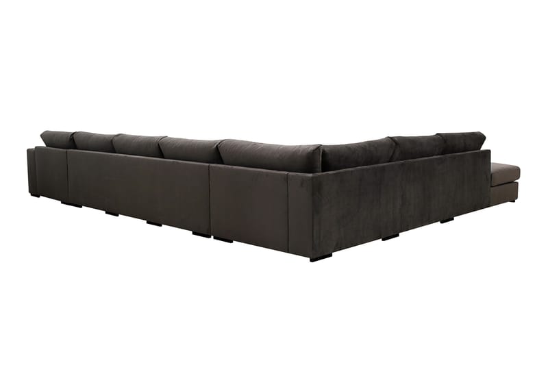 Grande Stor 7-personers U-Sofa med Divan Højre - Mørkegrå Fløjl - Møbler - Sofaer - Velour sofaer