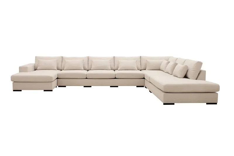 Grande Stor 7-personers U-Sofa med Divan Venstre - Beige Stof - Møbler - Sofaer - Modulsofaer - Komplet modulsofa