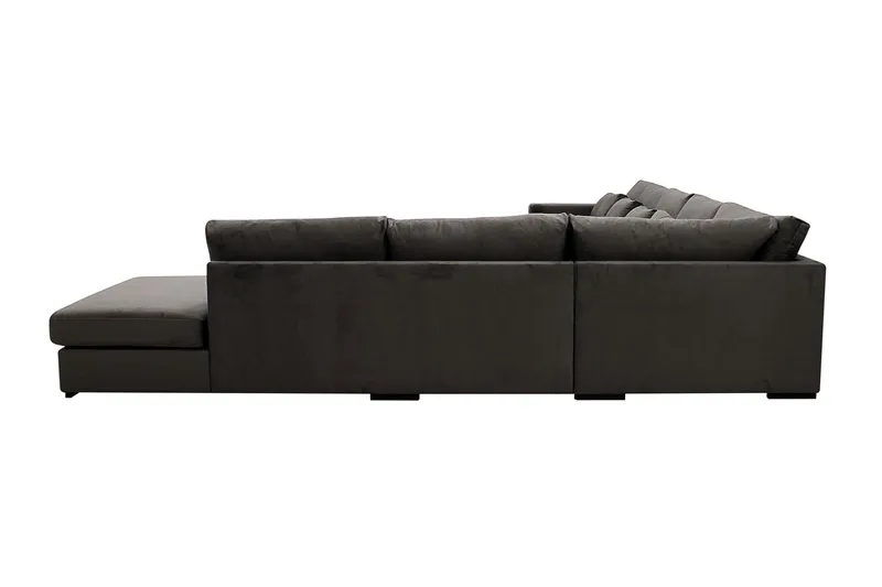 Grande Stor 7-personers U-Sofa med Divan Venstre - Mørkegrå Fløjl - Møbler - Sofaer - Velour sofaer