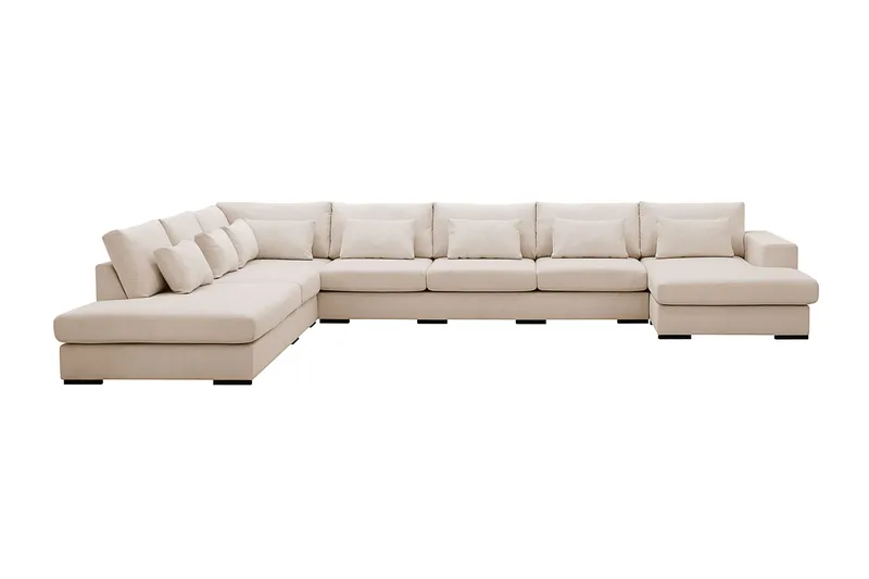 Grande Stor 7-personers U-Sofa med Divan Højre - Beige Manchester - Møbler - Sofaer - Modulsofaer - Komplet modulsofa