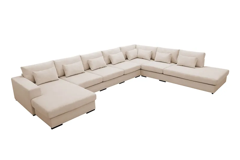 Grande Stor 7-personers U-Sofa med Divan Venstre - Beige Manchester - Møbler - Sofaer - Modulsofaer - Komplet modulsofa