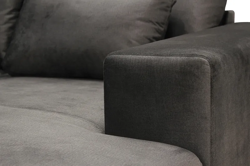 Grande Stor 7-personers U-Sofa med Divan Højre - Mørkegrå Fløjl - Møbler - Sofaer - U Sofa