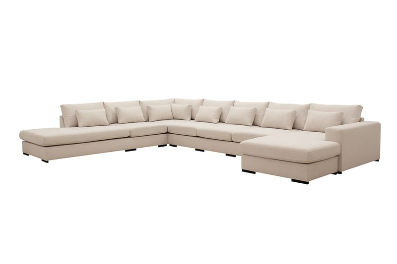 Grande Stor 7-personers U-Sofa med Divan Højre - Beige Stof - Møbler - Sofaer - Modulsofaer - Komplet modulsofa
